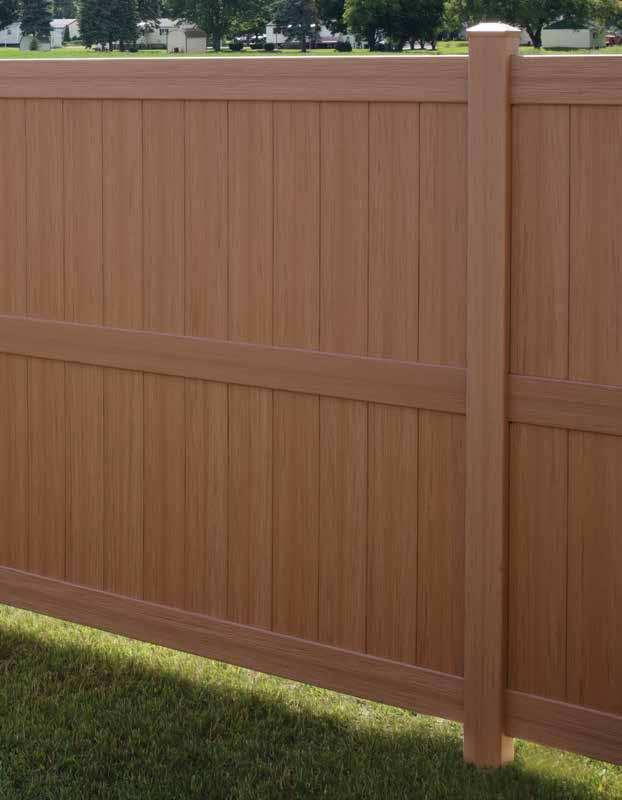 Privacy The perfect choice for complete privacy Bufftech fence offers a realistic woodgrain texture and rich,