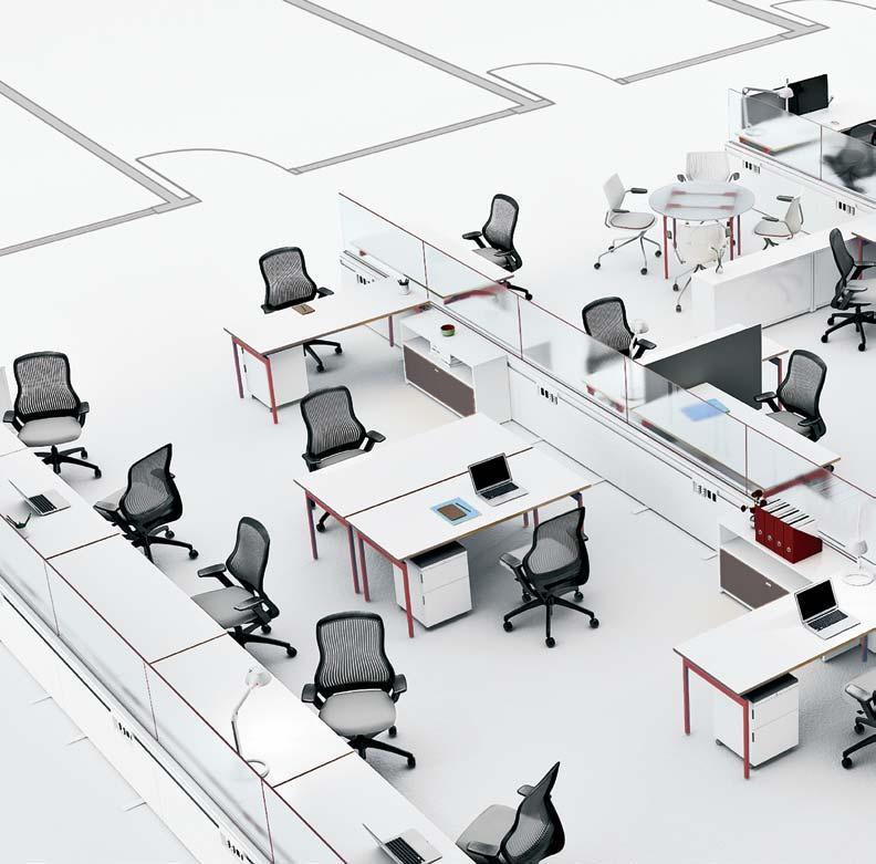 An impromptu get together enclave space sets the tone for an active, collaborative work environment.