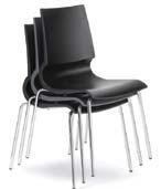 Shown with White, Maple, Black seat and Polished Chrome finish. X3 Stacking Chair Highly graphic and engaging, the X3 armless chair stacks 8-high on the floor.