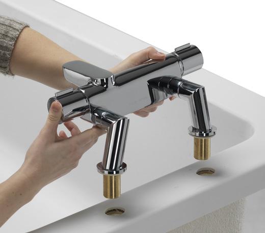 However deck mount adaptors are provided to allow installation to baths at standard 180mm centres.