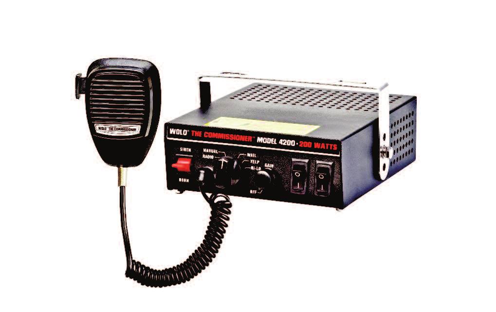 THE COMMISIONER TM 200 WATT ELECTRONIC SIREN & PA SYSTEM Model 4200 Your purchase of a Wolo electronic siren, THE COMMISIONER, is the perfect choice for reliable service.