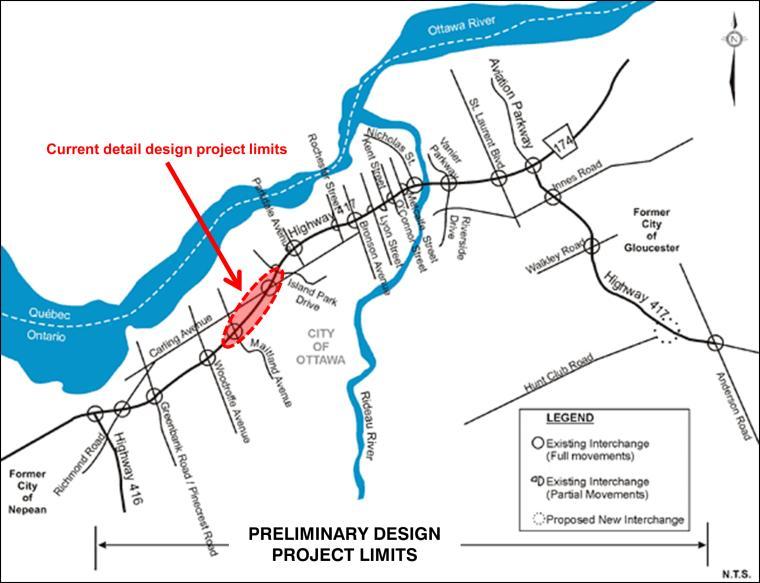 BACKGROUND Preliminary Design and Environmental Assessment (EA) study, completed between 2002 and 2008, to review infrastructure and operational issues on Highway 417 from Highway 416 to Anderson
