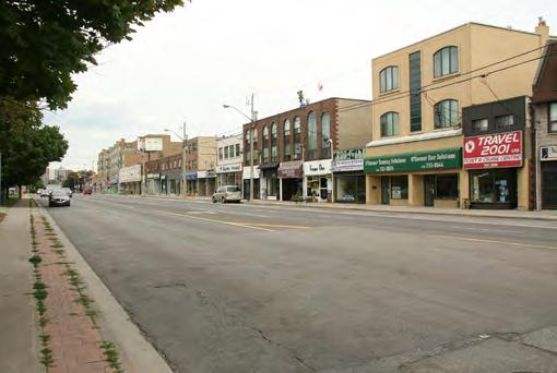 Clair Avenue contains the only predominant main street commercial built form on the Avenue. The buildings are low rise (2 to 4 storeys) with narrow frontages at the street edge.