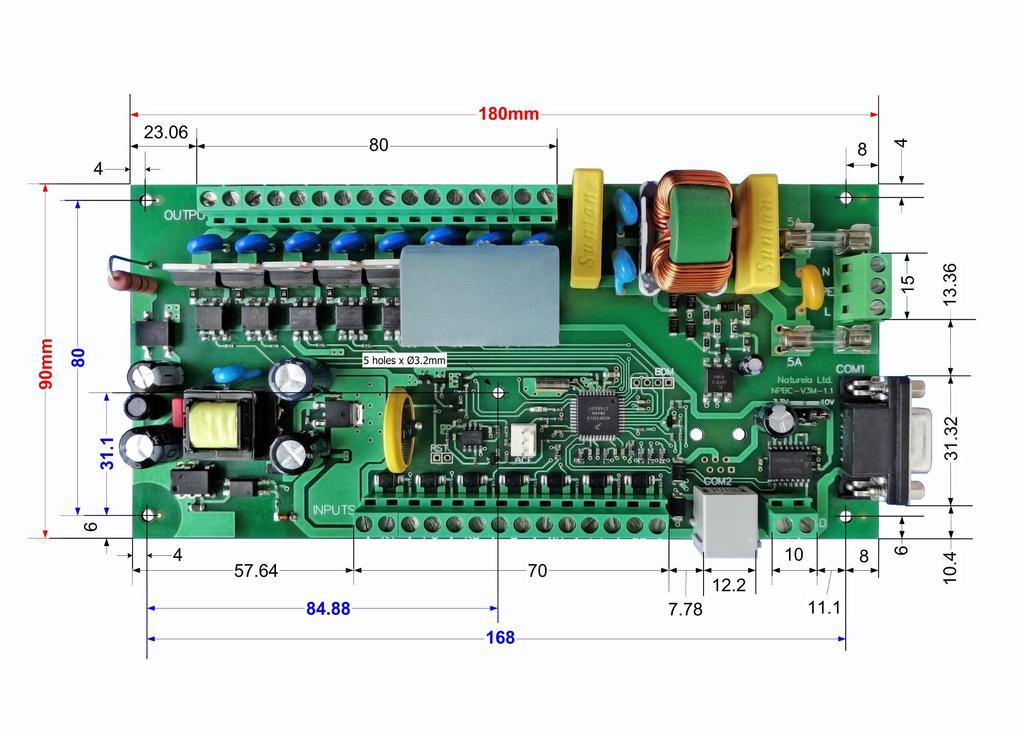 VIEW AND DIMENSIONS OF THE MODULES OF NPBC-V3M The controller