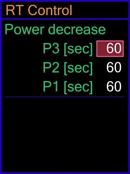 RT Control Set the time for decreasing the power level when the burner is on CH priority mode.