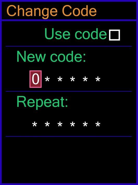 Change code Enable/Disable the access code for the Factory Settings. The code could be any up to 6-digit combination. It is not necessary to use all of the digits.