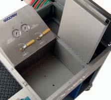 Two additional compartments allow for storage of up to four 5 gallon buckets of scrubbers or
