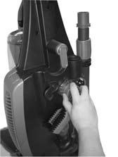 Note: It is important that the hose is fully inserted into the base for the suction air to be directed properly to the foot during floor vacuuming.