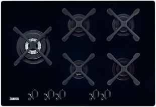 COOKING: GAS HOBS ZGO76534BA ZGO63414BA 75 AUTO OFF WOK 60 AUTO OFF For a chic contemporary look, this gas on glass hob will enhance the style of your kitchen.
