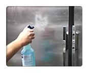 free from film, odor, or residue USE FOR SPRAY SANITIZING Spray food processing equipment, sinks, countertops,
