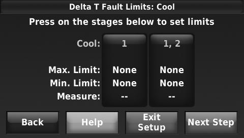 Set Delta T Limits 1. Press Stage 1 to set the limits and run time (see Fig. 158).