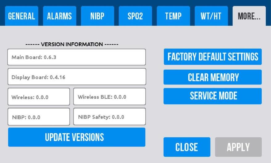 On the main screen, confirm that the NIBP mode is set to Spot. 2. Select Settings Mode 3.