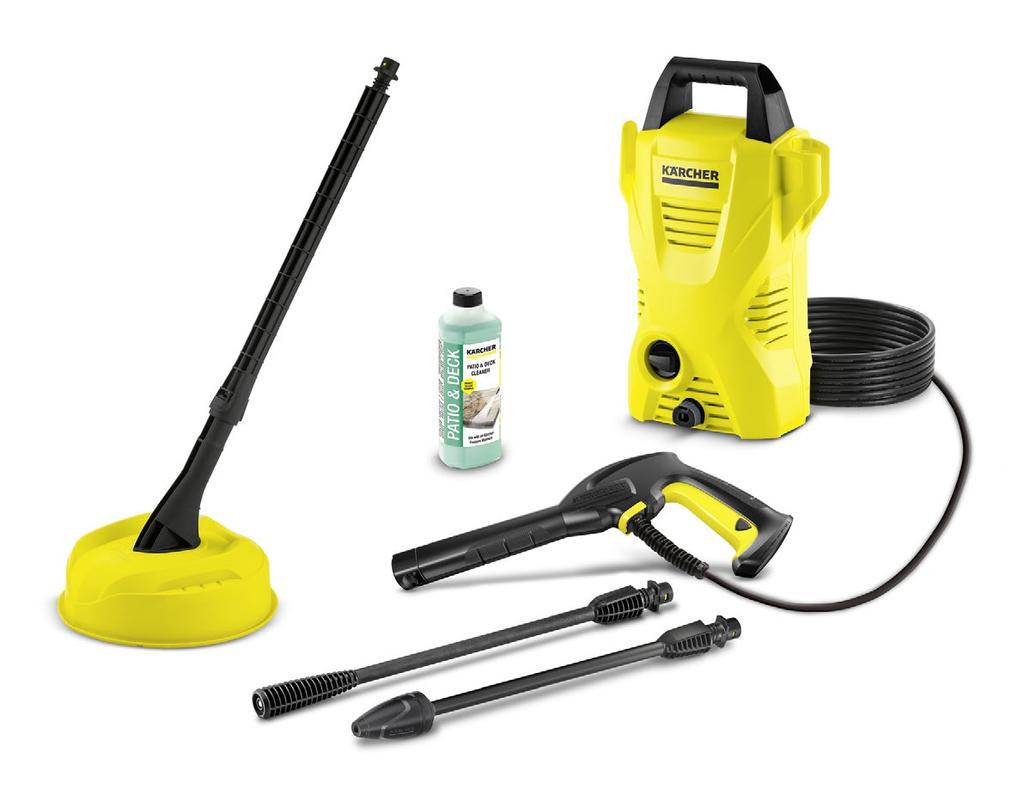 K 2 Compact Home The "K2 Compact Home" high-pressure cleaner is ideal for removal of normal dirt, easy to store and transport and includes a Home Kit with T 150 surface cleaner and "Patio & Deck.