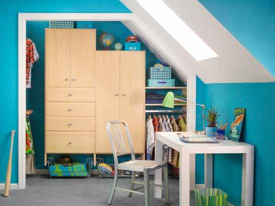 Easily modify the closet as your child grows, with the help of adjustable rods and shelves. Small bedroom? Include drawers in your custom closet design to replace a freestanding dresser.