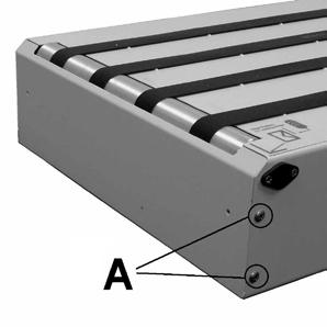 If installed; remove the two screws holding the optional back-stop to the conveyor and remove the back-stop. See the Optional Accessories section, for more info on the optional back-stop. 3.