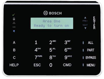 B920 Basic LCD Keypad Two-line LCD display with up to 32 character point, user and area names Shows two-line system messages for all areas Simple menu-style user interface Dedicated function buttons
