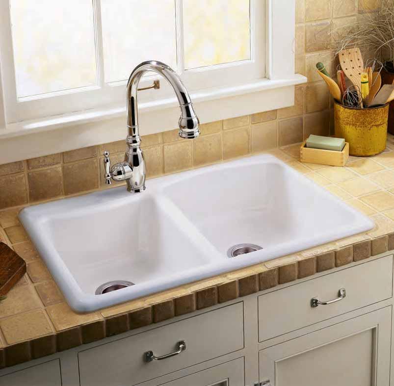 Ashland White Colour Beautifully crafted from quality KOHLER Cast Iron, this spacious and clean design offers an elegant curved tap deck for