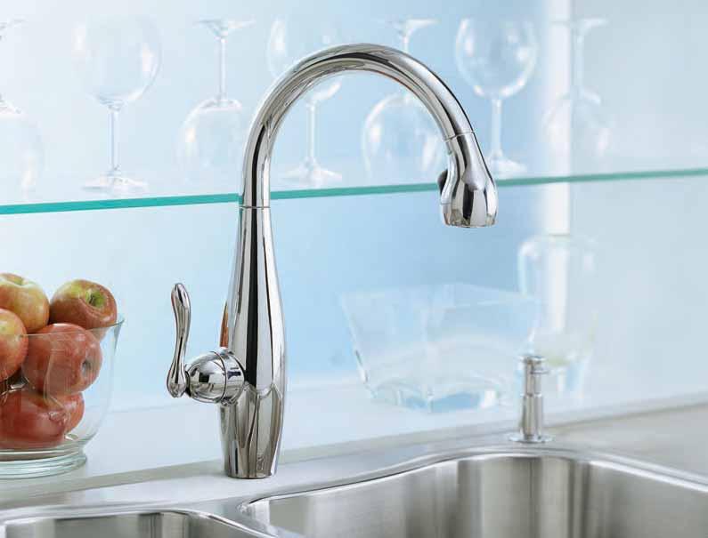Clairette Polished Chrome Brushed Chrome Vibrant Brushed Nickel Finishes The smooth, graceful styling of this functional kitchen mixer adds a touch of finesse to a modern, minimalist kitchen.