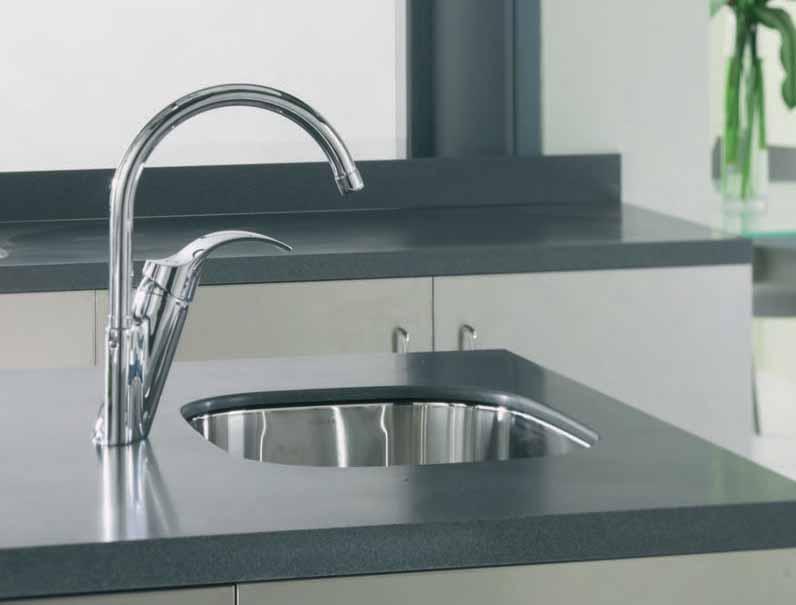 Finish Salute Polished Chrome Make a contemporary design statement in the kitchen with this distinctly styled and elegant tap.