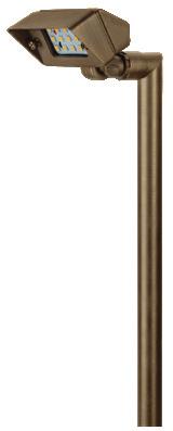 Tee/Elbowed Post Antiqued Brass STAKE: X-801 Heavy Duty Ground Stake LED LAMP: BL-73 3