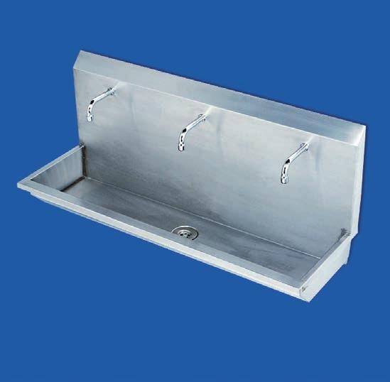 Education Malaga - Wash trough Satin finish handwash units for 2, 3 or 4 persons. Supplied complete with 120mm spouts and chromium plated waste.