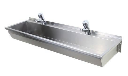 Education Madeira - Wash trough Satin finish handwash units for 1, 2 or 3 persons. Supplied complete with 120mm spouts and chromium plated waste.