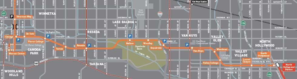 TNP: Orange Line Orange Line has 18 bus rapid transit stations Future upgrade to light rail is possible Future planned connections: Westside (Sepulveda Pass),