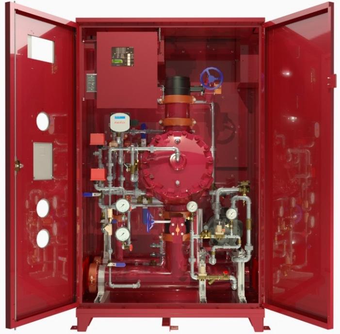 Vacuum double-interlock preaction system uses closed vacuum sprinklers specified for vacuum use with vacuum sprinklers piping network. A detection network is used in parallel with the piping network.