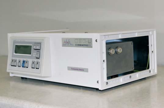 5µL, conductivity cell has been designed and is operated in a precisely thermostatted aluminium oven enclosure.