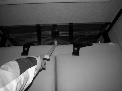 Using the pull strap (attached to the back side of the sofa), pull the sofa back