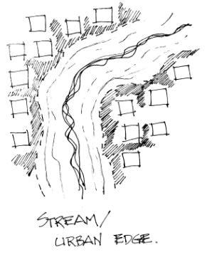 etc.) Stream/Urban Edge Create buffers that respond to the natural processes of the stream including stream hydrology