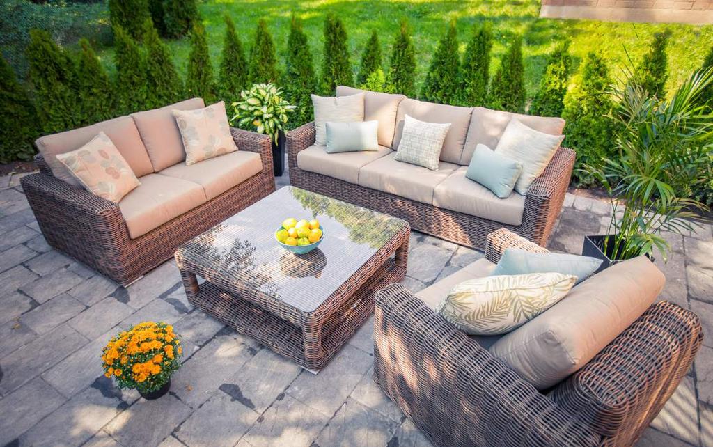 Cedar Loveseat Cedar Sofa Cedar Conversational Collection Inspired by the relaxed style of the Mediterranean, this lowprofile Cedar collection features refined weave, track arms, and comfortable seat