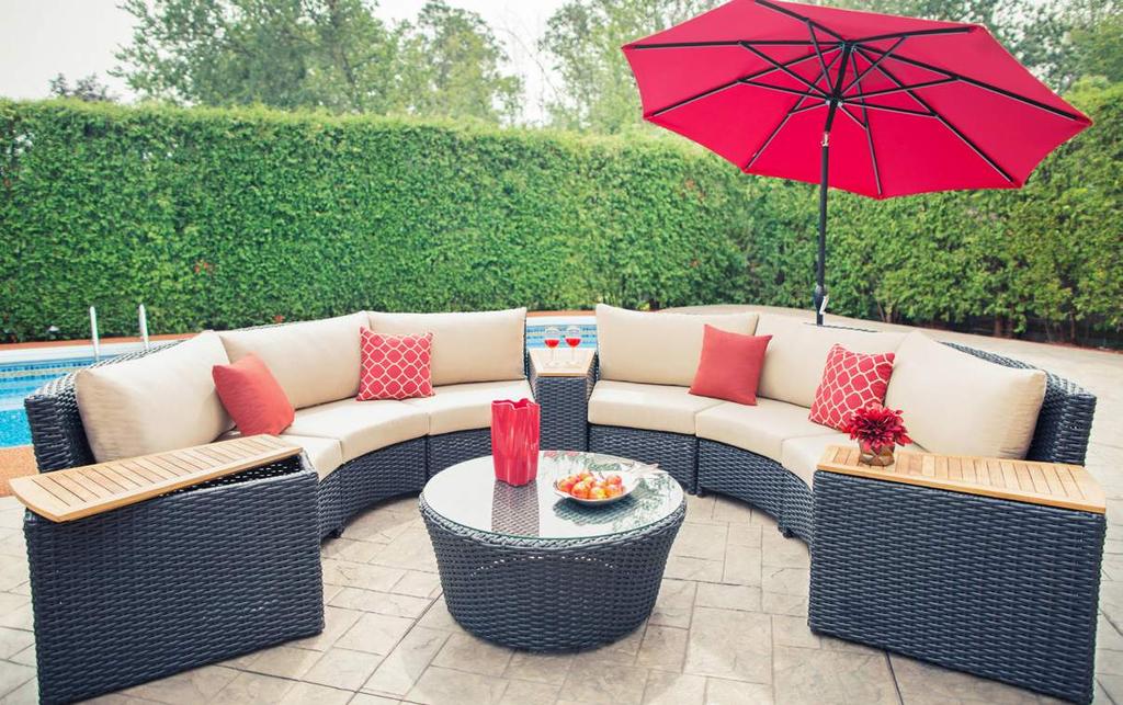NEW Lotus Sectional (Black) Collection This patio set is exceptionally balanced for playfulness and elegance. Its very unique round design allows for a close quartered intimate escapade.