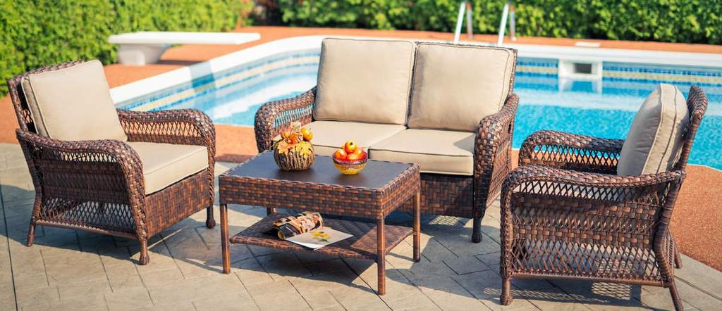 Colossal Loveseat Colossal Club Chair Colossal Coffee Table Colossal Collection EN51504 Required space for sectional set (approximately): 11 x 7 Suitable outdoor space: Interlocking, Concrete, Deck
