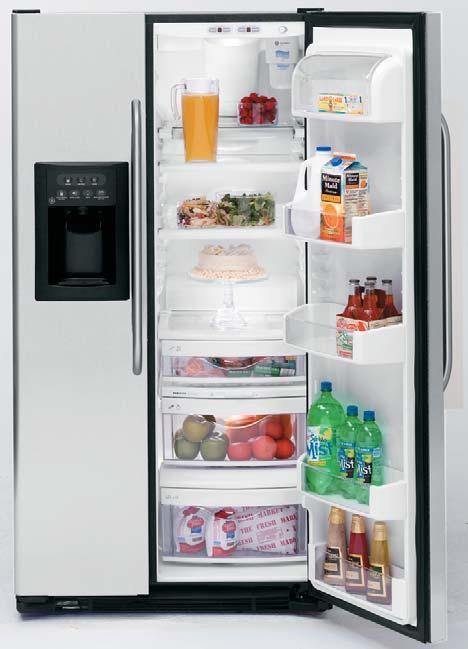 GSC23LSR GE CustomStyle 22.7 cu. ft. Trimless Refrigerator Upfront electronic touch temperature controls Integrated Ice system TurboCool setting LightTouch!
