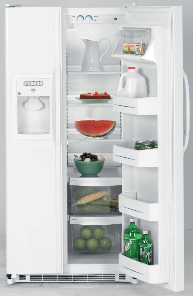 (not shown) Similar to the GSS25IFP with 22.0 cu. ft. capacity GSS22IFPWW GSS22IFPCC GSS22IFPBB GSS20IEP GE 20.0 cu. ft. Refrigerator Upfront electronic temperature controls Adjustable glass shelves LightTouch!