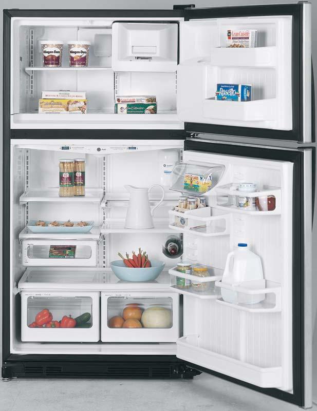 Similar to the PTI22SFM with 21.9 cu. ft. capacity, except without dispenser and icemaker PTI22MBMWW PTI22MBMBB PTC22SFM GE Profile CustomStyle 21.7 cu. ft. Trimless Refrigerator Upfront illuminated temperature controls LightTouch!
