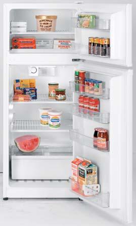 Refrigerator Adjustable wire shelves Full-width divided vegetable/fruit crisper Tall bottle door storage Fixed freezer door shelves Equipped