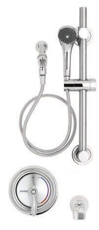 COMMERCIAL SHOWERING VERSATILE ADA SHOWER COMBINATION Includes SM-3000 pressure balance valve and trim Features VS-1001-ADA-PC shower system With 24-inch ADA slide bar and