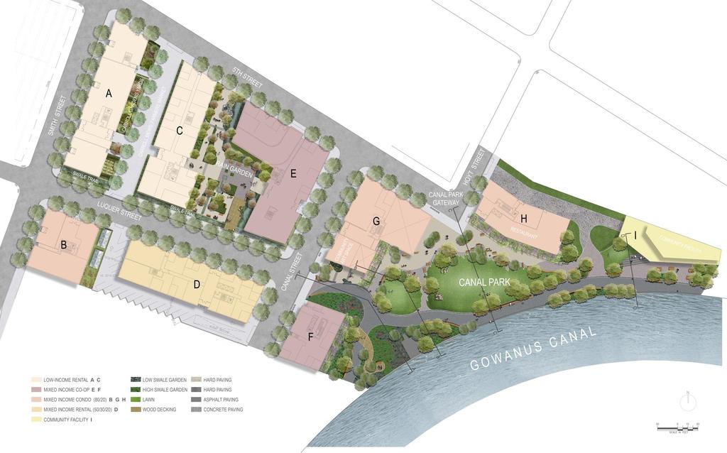 Site Plan The proposal features 9 buildings, 774 units of housing, 65,000 square feet of