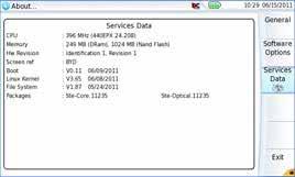 89 Services Data page Accessing Unit documentation All documents necessary for the FiberXpert OTDR 5000 use are directly available onto the equipment.