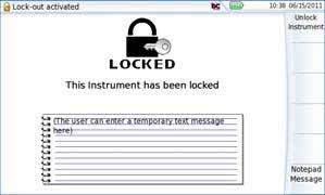 ENGLISH OTDR 5000 Fig. 96 Locking screen Click on the Notepad Message key to add a message using the text edition.