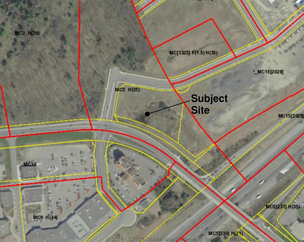 1.2.3 Existing Zoning (City of Ottawa Zoning By-Law 2008-250) The Subject Site is currently zoned as MC-Mixed Use Centre Zone, MC5 Subzone with maximum height limit of 35 metres (MC5, H [35]), under