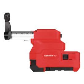 The Hammer Vac s universal handle system is compatible with major brands of SDS-Plus rotary hammers and AC/DC hammer drills, so users can drill safely into concrete and masonry without purchasing a