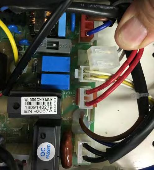 Unplug Line socket (red connector) with Blue and Brown wires from main power switch to PCB. 3.1. Reset the GFCI and cycle power back ON to check the unit with PCB isolated. 3.2. GFCI Does Not Fault?