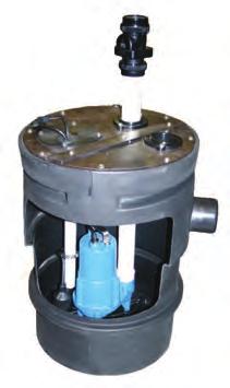 1 Gallon Pre Assembled Sewage Systems Discharge with check valve Slot provides for concrete anchorage Float Tree Sewage Ejector Pump Vent connection Inlet stub for use with " rubber