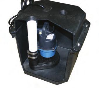 The 1"x1"x1" basin package can be used to remove water where gravity fl ow is not available without breaking concrete.