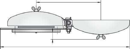The PROTEGO EB consists of the PROTEGO fl ame arrester unit (1) and the metal weather hood (2). During normal operation the metal weather hood is in a closed position.