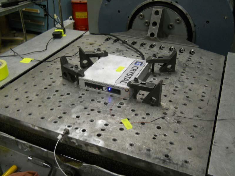 Photograph 4-3: Test unit secured to the slip plate and ready for testing in the Y-axis.