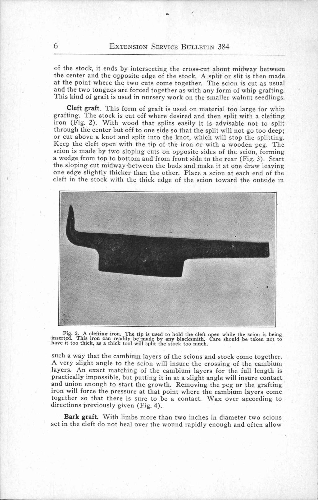 6 EXTENSION SERVICE BULLETIN 384 of the stock, it ends by intersecting the cross-cut about midway between the center and the opposite edge of the stock.